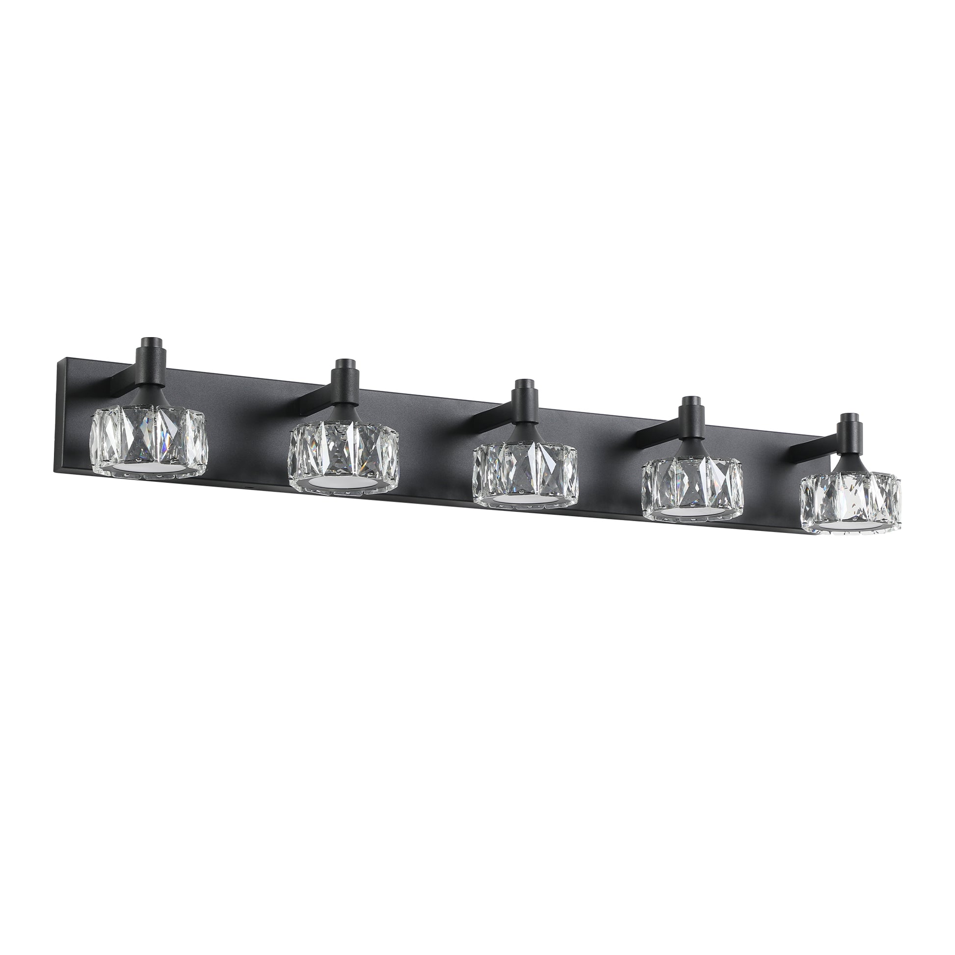 5-Light Matte Black LED Vanity Light with Crystal Glass - view 9