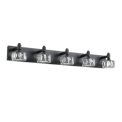5-Light Matte Black LED Vanity Light with Crystal Glass - view 9