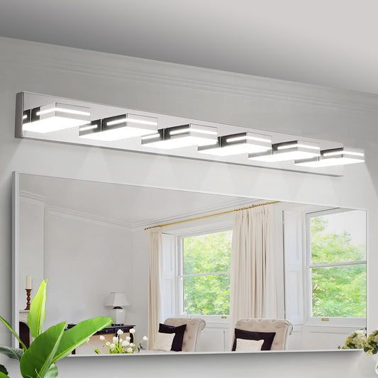 6-Light Modern Chrome LED Vanity Wall Light