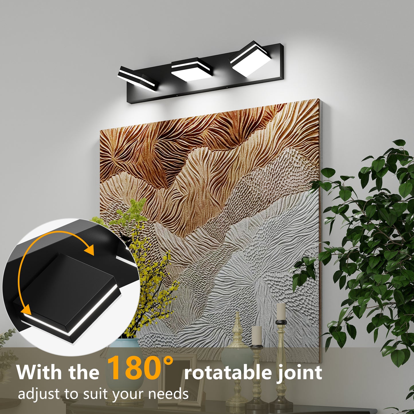 3-Light Black Minimalist LED Vanity Light - view 4