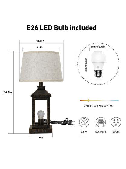 20.5" Black & Gold Farmhouse Touch Table Lamp - view 8