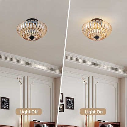 3-Light Black Semi Flush Ceiling Light with Amber Glass - view 5