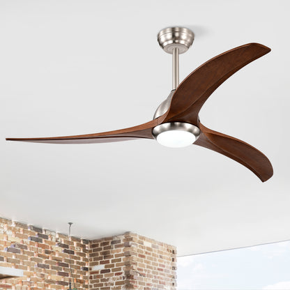 52" Satin Nickel & Walnut Ceiling Fan with Light & Remote - view 2