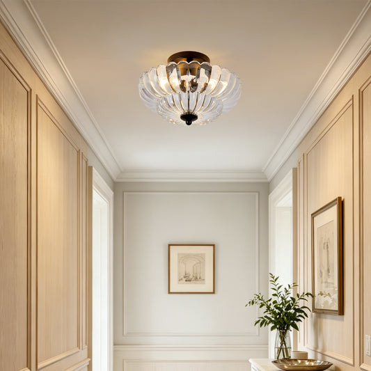 3-Light Black Smoky Gray Glass Semi Flush Mount Ceiling Light - view 2
