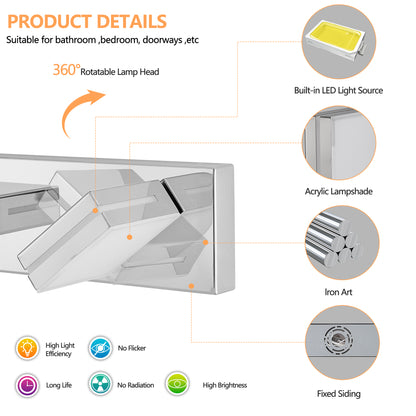 6-Light Modern Chrome LED Vanity Wall Light - view 7
