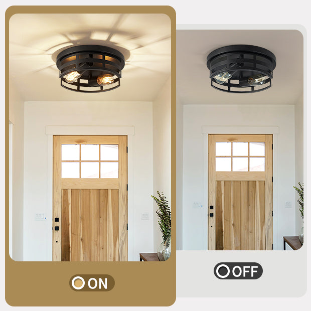 11" 2-Light Black Flush Mount Ceiling Light, Set of 2 - view 4