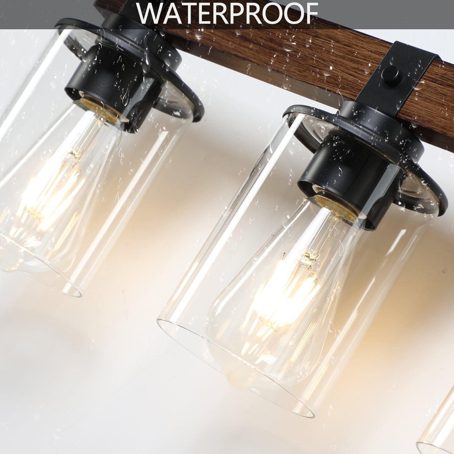 35" 5-Light Farmhouse Vanity Light with Wood Accent - view 8