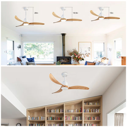 52" White & Natural Wood Ceiling Fan with Dimmable LED - view 20