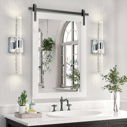 2-Light Chrome Bubble Crystal Wall Light, 17"H - view 3