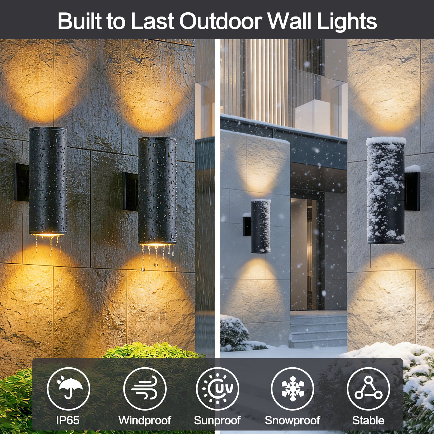 12" Matte Black Cylinder Outdoor Wall Light, 4-Pack - view 5