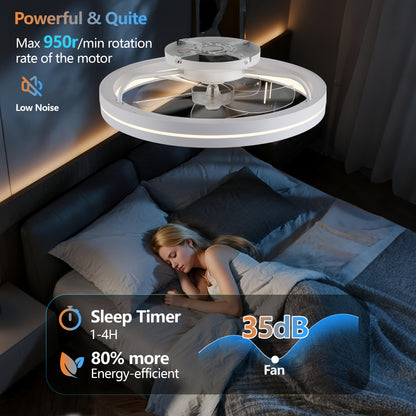 19" White Bladeless Fandelier with Dimmable LED - view 7