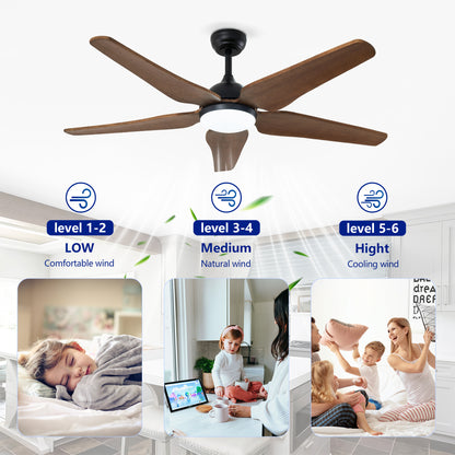 52" Black Brown Reversible Ceiling Fan with Light - view 11