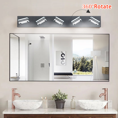 32" 5-Light Black LED Vanity Light with Acrylic Shades - view 4