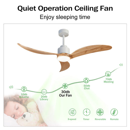 52" White & Natural Wood Ceiling Fan with Dimmable LED - view 19