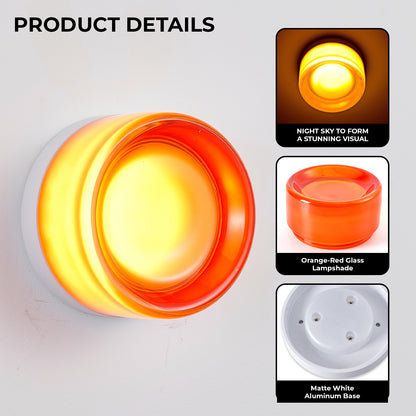 Red Minimalist Round LED Wall Light with Glass Shade - view 4