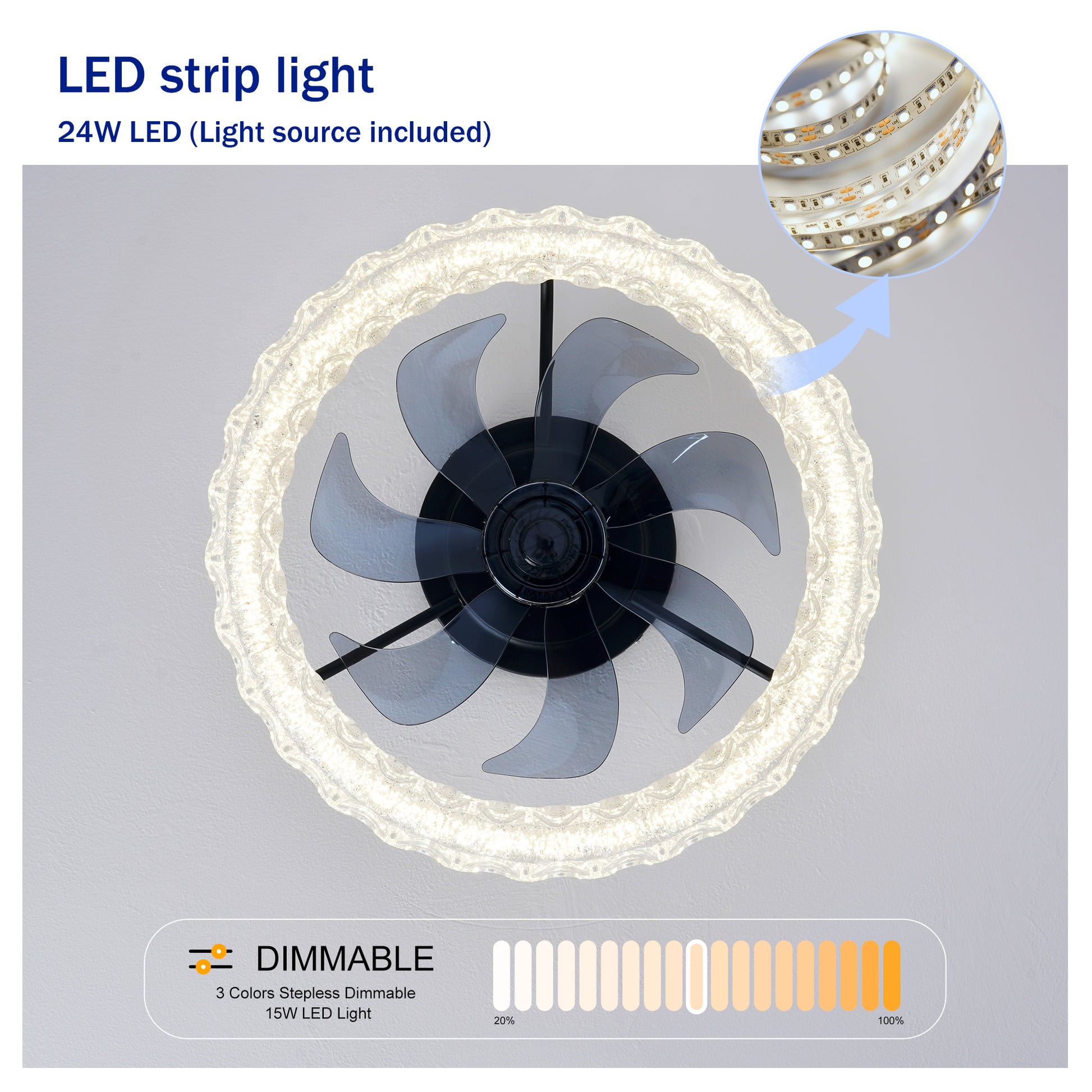 Matte Black Galaxy Ceiling Fan with Dimmable LED - view 8