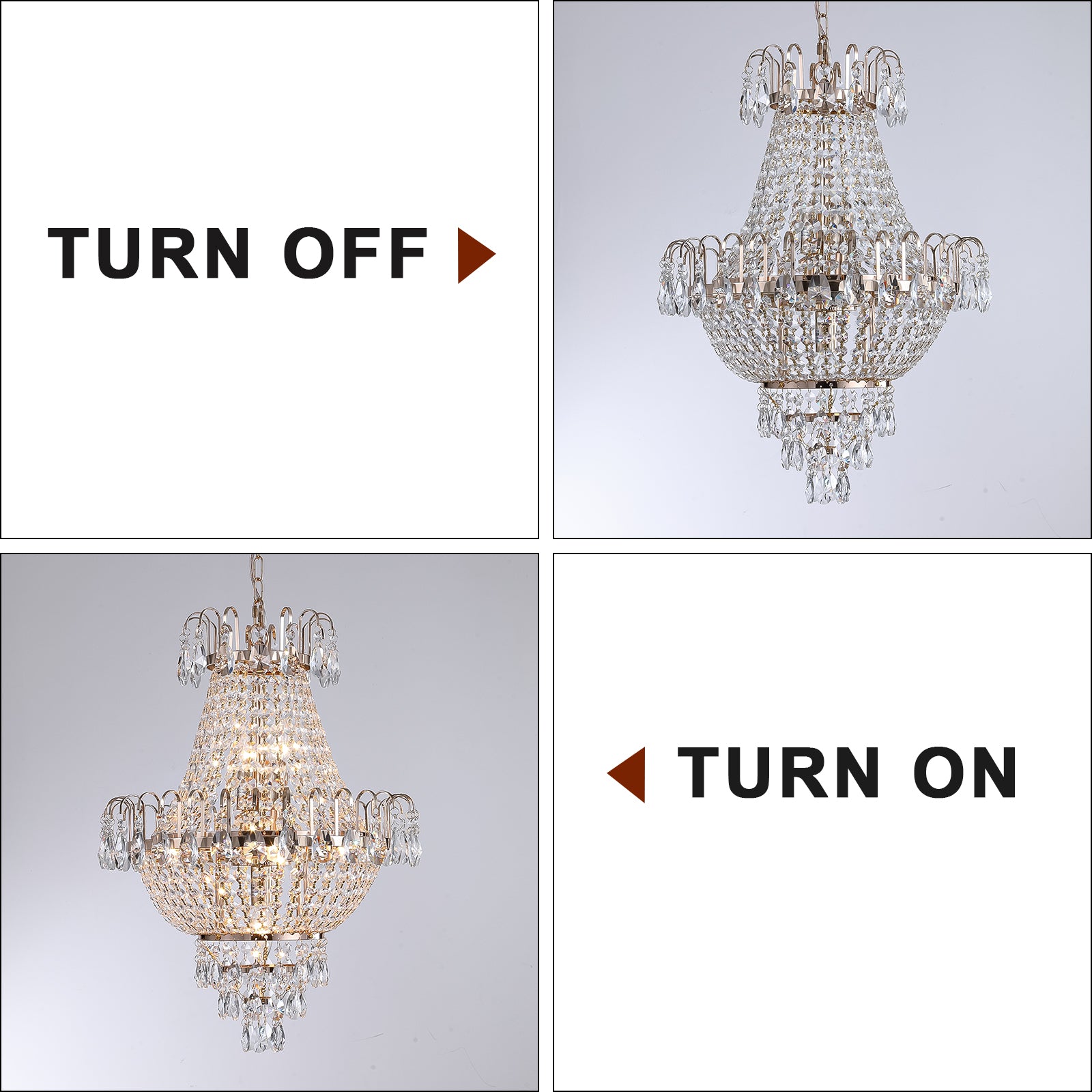 Large Contemporary Gold Crystal Chandelier - view 8