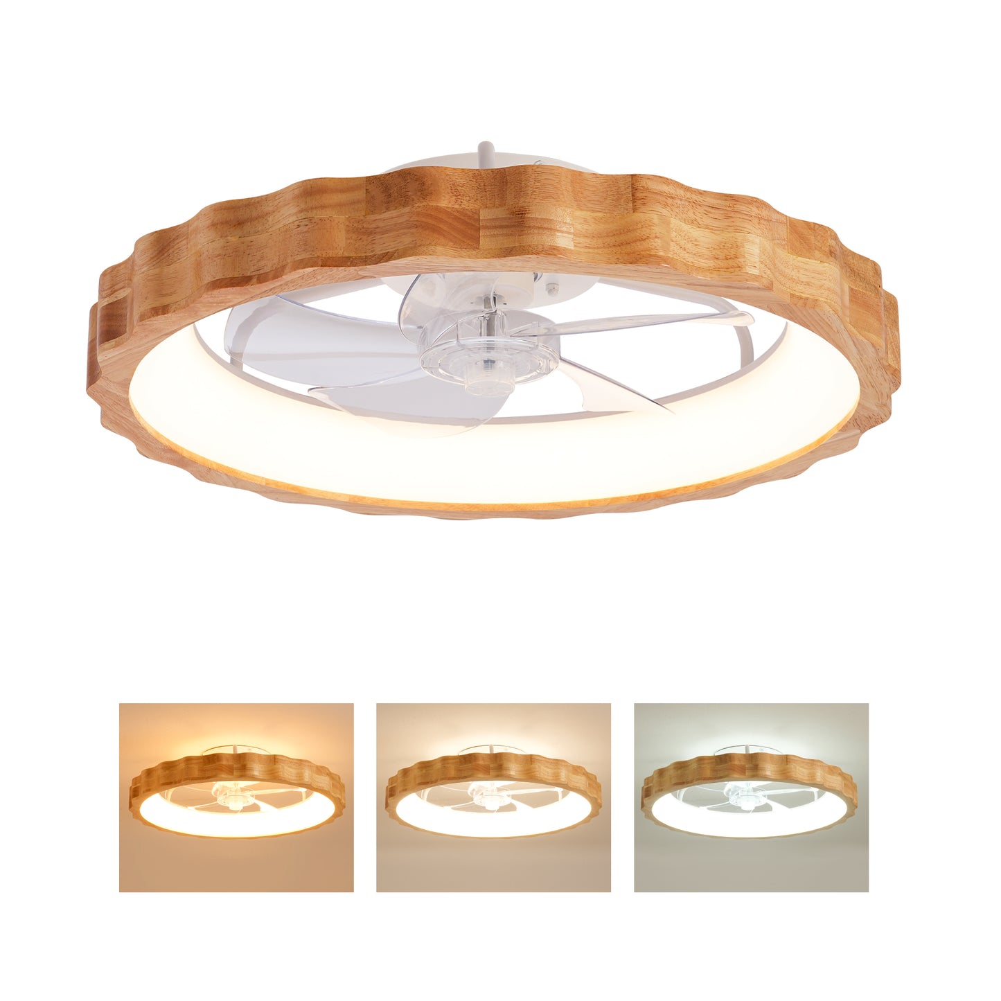 20" Plum Blossom Flush Mount Ceiling Fan with Dimmable LED