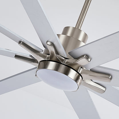 84" Nickel 8-Blade Ceiling Fan with Dimmable LED - view 24