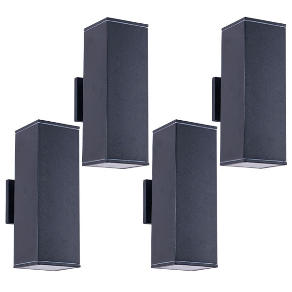 12" Black Square Up Down Outdoor Wall Light, 4-Pack - view 10