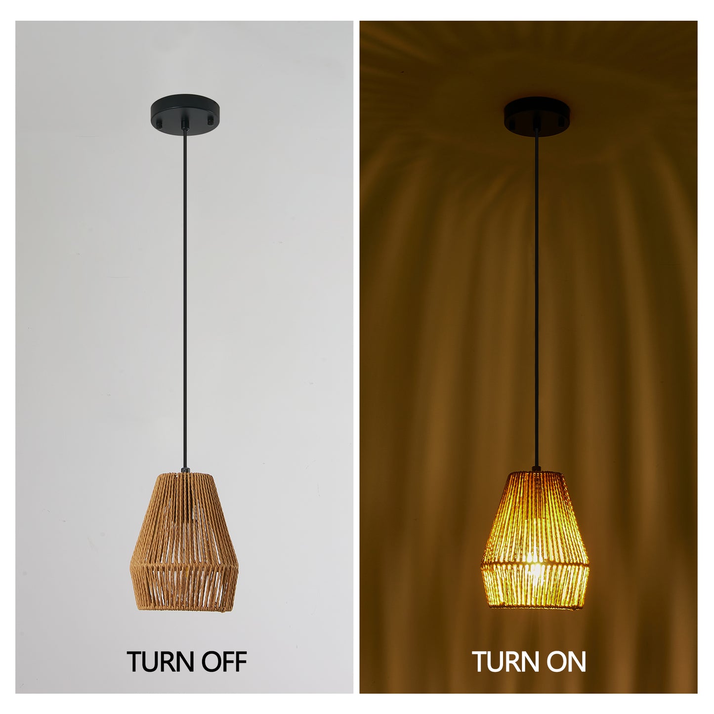 7" Hemp Rope Farmhouse Pendant Light, Set of 3 - view 2
