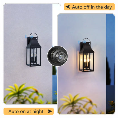 20" Black Dusk to Dawn Outdoor Wall Light, Set of 2 - view 2