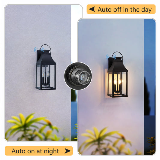 20" Black Dusk to Dawn Outdoor Wall Light, Set of 2 - view 2