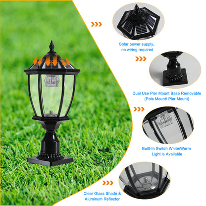 20"H Black Solar LED Outdoor Lantern Light - view 5
