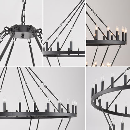 69.3" 4-Tier Wagon Wheel Farmhouse Chandelier, 80-Light - view 16