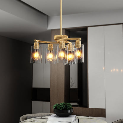 6-Light Gold Chandelier with Clear Glass Shades - view 2