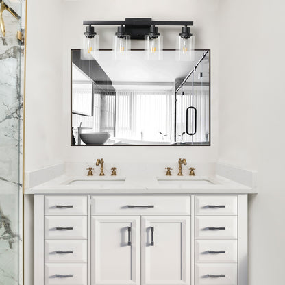 24" 4-Light Black Vanity Light with Clear Glass Shades - view 3
