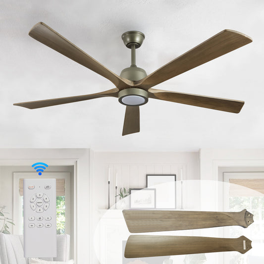 60" Olive Green Wood Ceiling Fan with Remote