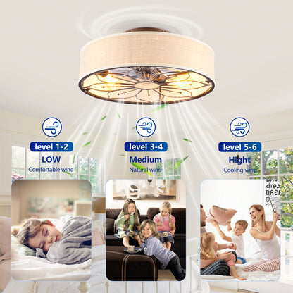 20" Lotus Fabric Farmhouse Bladeless Ceiling Fan with Remote - view 12