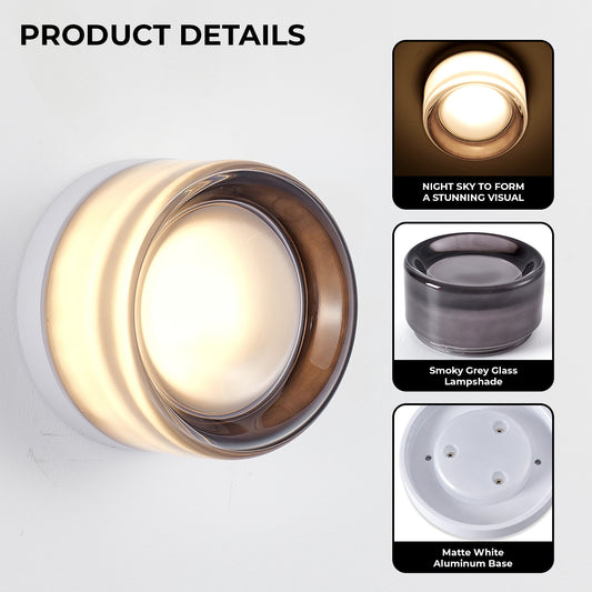 Minimalist Smoke Grey Round LED Wall Light - view 2
