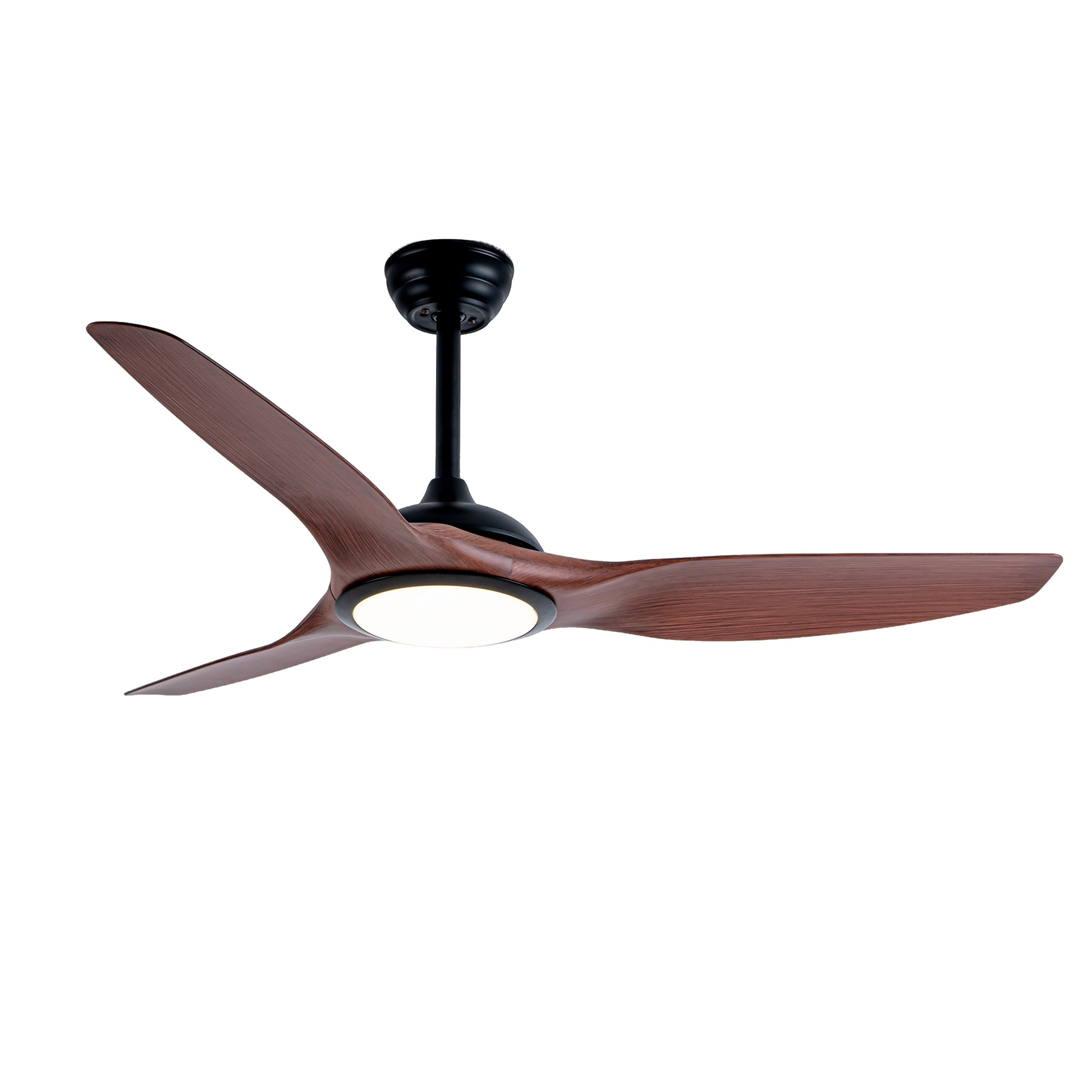 52" Matte Black & Wood Ceiling Fan with Remote
