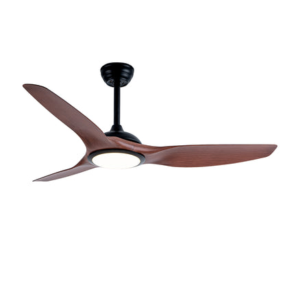 52" Matte Black & Wood Ceiling Fan with Remote