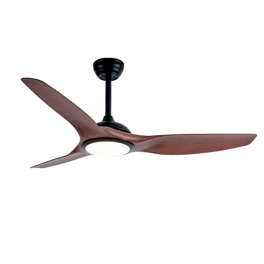 52" Matte Black & Wood Ceiling Fan with Remote