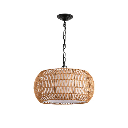 18" White Boho Woven Jute Rope Pendant Light - view 11