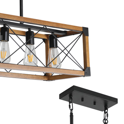 32" 5-Light Walnut Farmhouse Rectangle Chandelier - view 9