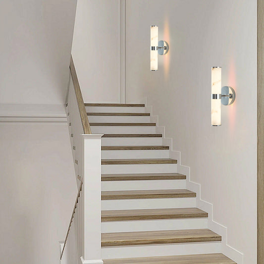 Chrome Faux Marble Wall Sconce, Set of 2 - view 2