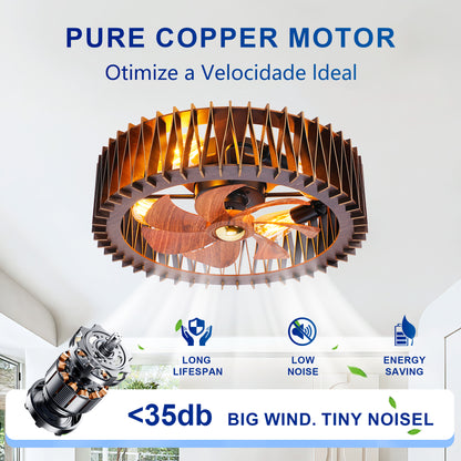 20" Wood Flush Mount Ceiling Fan with Remote - view 12