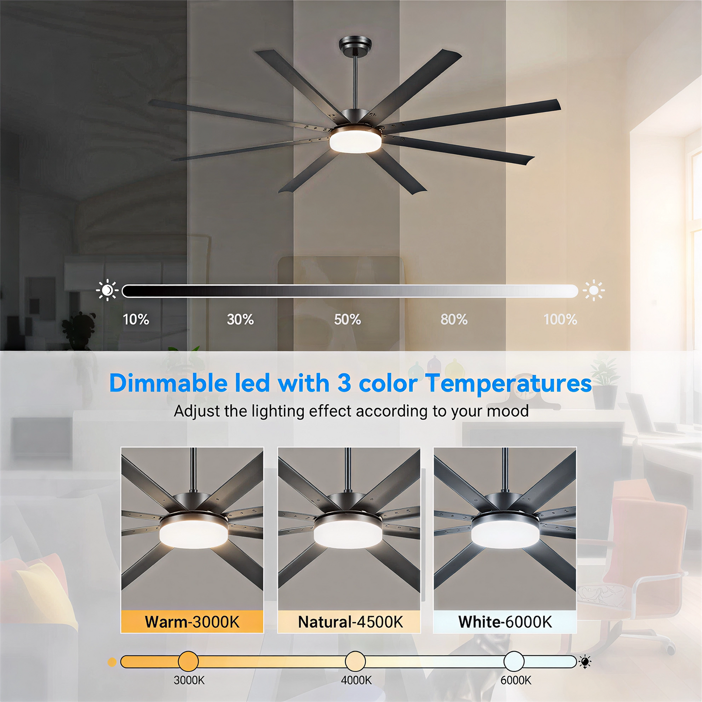 88" Black Industrial Ceiling Fan with Remote - view 6
