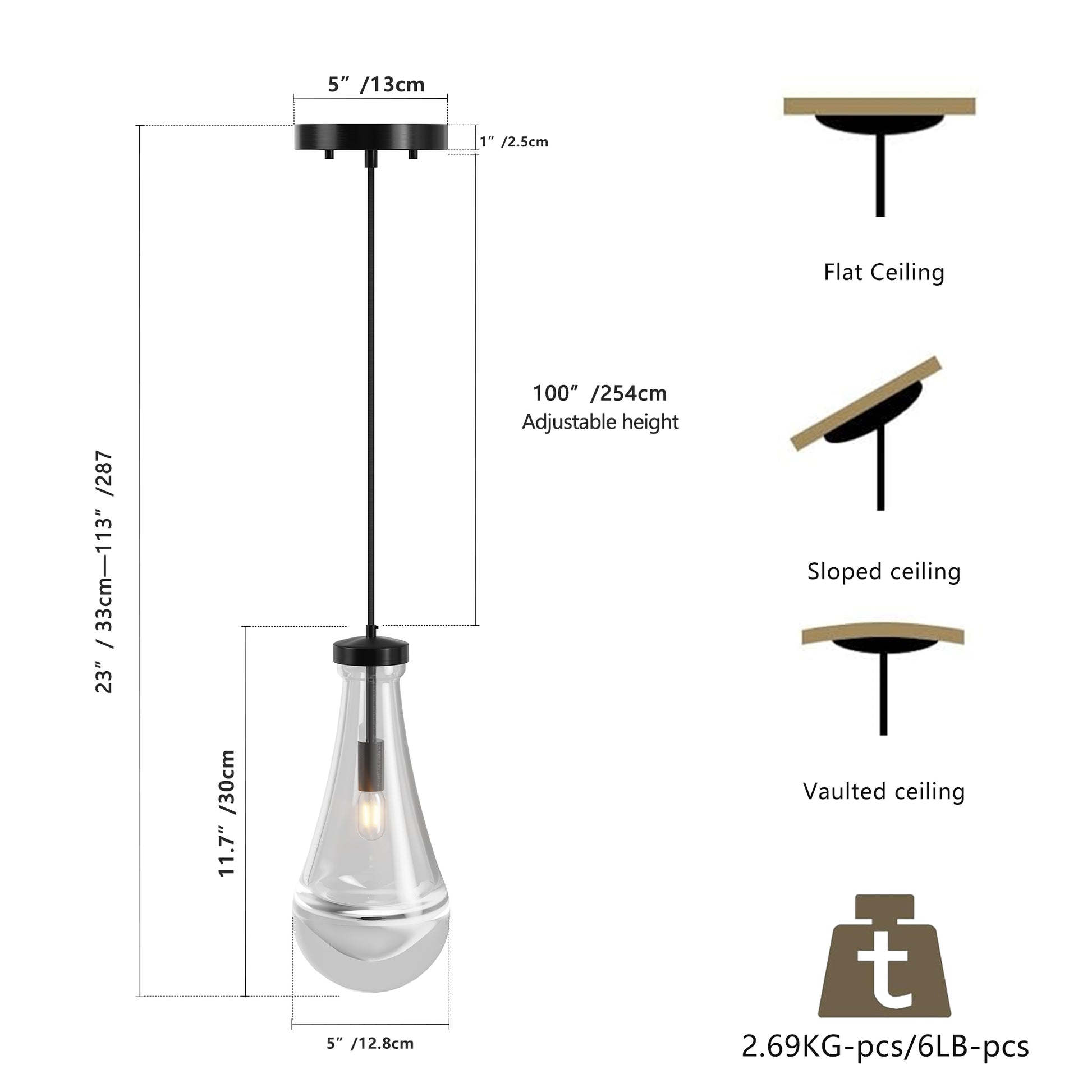 Modern Black Raindrop Pendant Chandelier - view 11