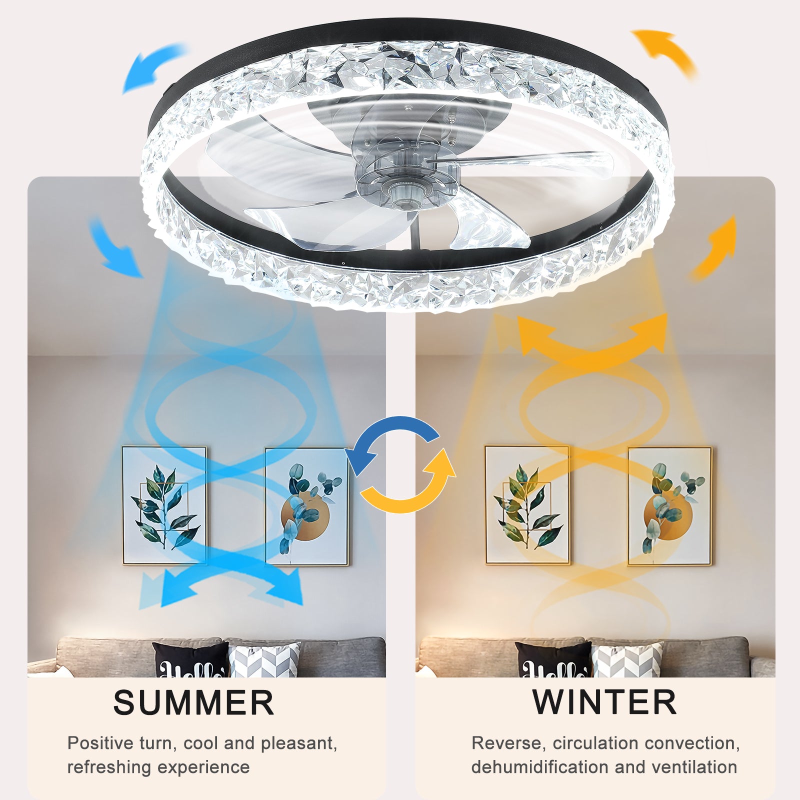 20" Black Low Profile Ceiling Fan with Dimmable LED - view 5