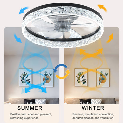 20" Black Low Profile Ceiling Fan with Dimmable LED - view 5