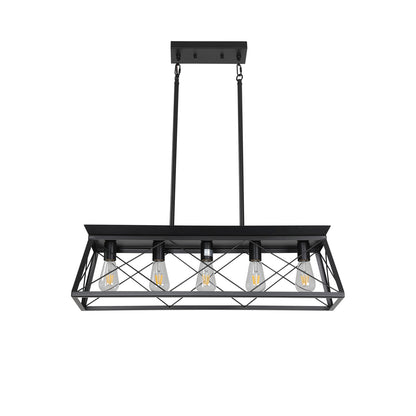 32" 5-Light Black Caged Industrial Chandelier - view 10