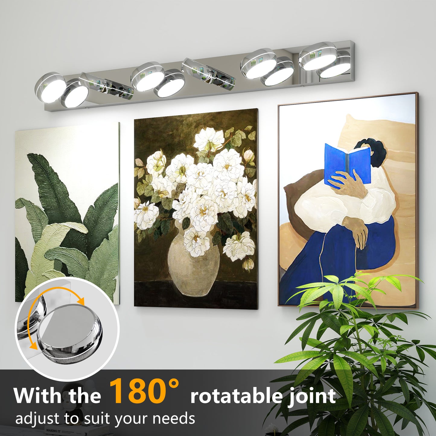 43" Modern 6-Light Chrome LED Vanity Light - view 3