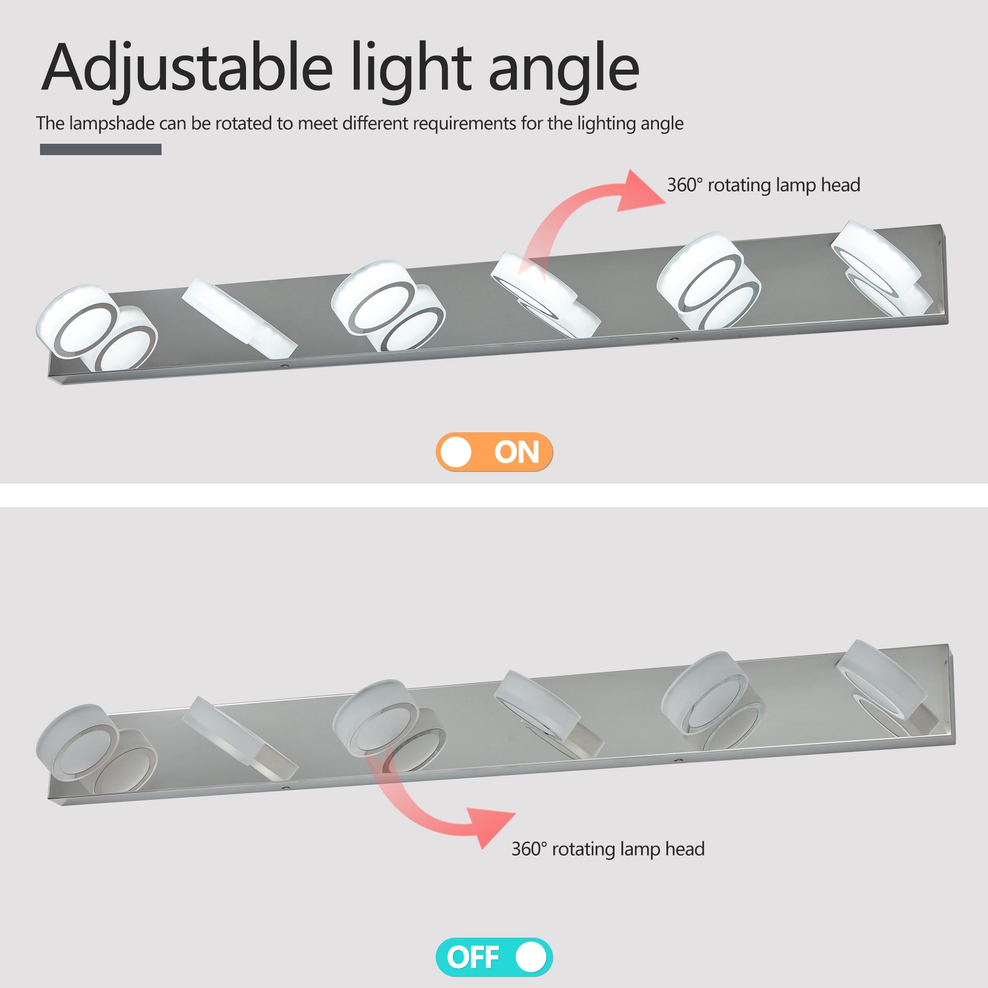 45" 6-Light Chrome LED Vanity Wall Light - view 7