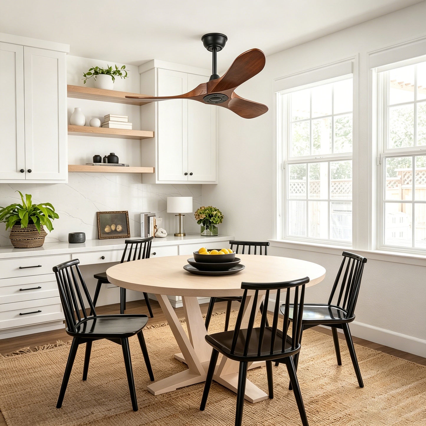 42" Matte Black Solid Wood Ceiling Fan with Remote - view 8