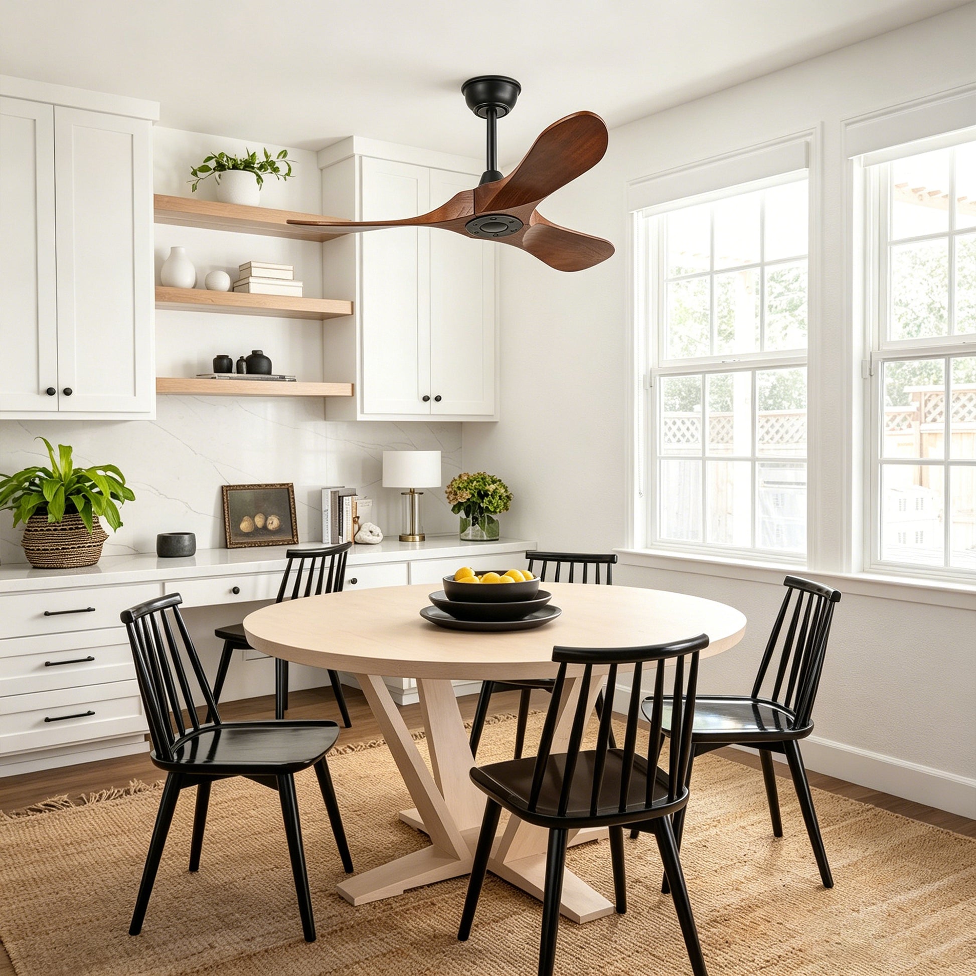 42" Matte Black Solid Wood Ceiling Fan with Remote - view 8